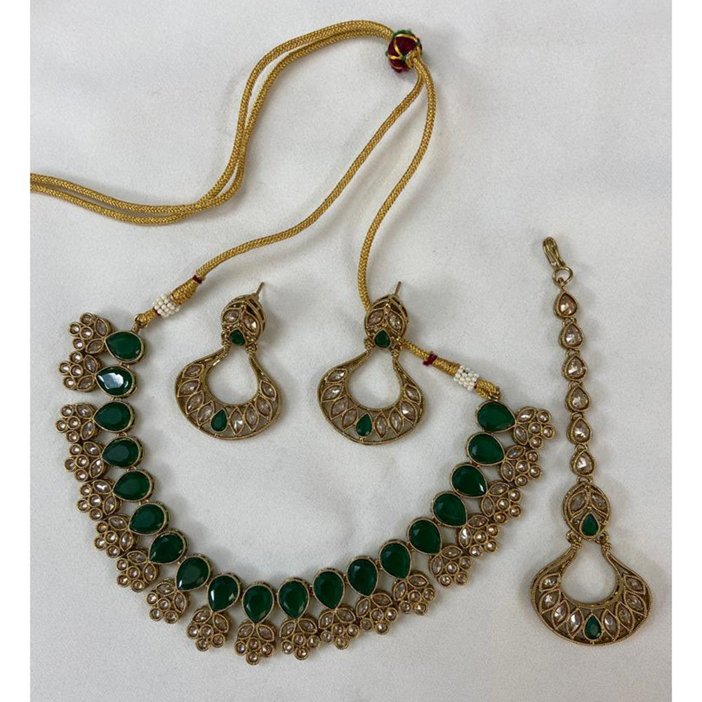 India Art Gold Plated Crystal Stone & Kundan Choker Necklace Set