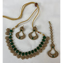 India Art Gold Plated Crystal Stone & Kundan Choker Necklace Set
