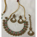 India Art Gold Plated Crystal Stone & Kundan Choker Necklace Set