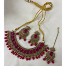 India Art Gold Plated Crystal Stone & Beads Choker Necklace Set
