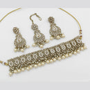 India Art Gold Plated Kundan Stone & Beads Choker Necklace Set