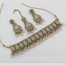 India Art Gold Plated Kundan Stone & Beads Choker Necklace Set