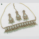 India Art Gold Plated Kundan Stone & Beads Choker Necklace Set