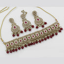 India Art Gold Plated Kundan Stone & Beads Choker Necklace Set