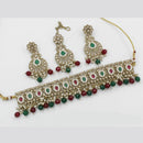 India Art Gold Plated Kundan Stone & Beads Choker Necklace Set