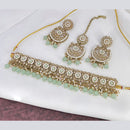 India Art Gold Plated Crystal Stone & Beads Choker Necklace Set