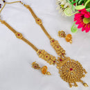 India Art Gold Plated Pota Stone Long Haram Necklace Set