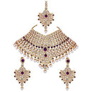 Etnico Traditional Gold Plated Kundan Bridal Dulhan Jewellery Set for Women (IJ021Pu)