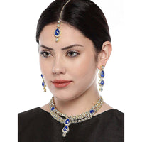 Etnico Traditional Gold Plated Kundan Necklace Set for Women (IJ315Bl)