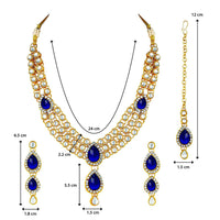 Etnico Traditional Gold Plated Kundan Necklace Set for Women (IJ315Bl)