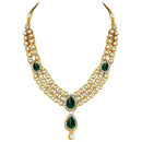 Etnico Traditional Gold Plated Kundan Necklace Set for Women (IJ315G)