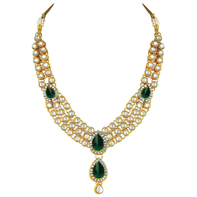 Etnico Traditional Gold Plated Kundan Necklace Set for Women (IJ315G)