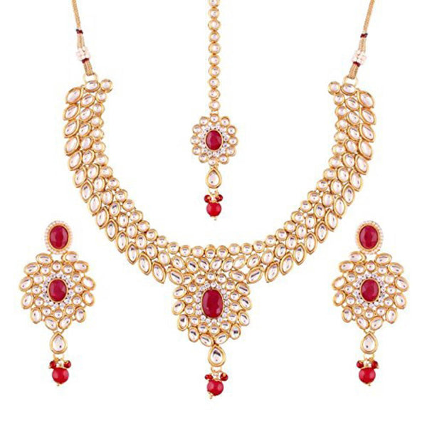 Etnico 18k Gold-Plated Traditional Kundan Choker Jewellery Set For Women (IJ319M)