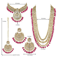 Etnico Traditional 18K Gold Plated Kundan & Pearl Studded Bridal Choker Necklace Jewellery Set With Earrings & Maang Tikka for Women (IJ325Q)