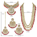 Etnico Traditional 18K Gold Plated Kundan & Pearl Studded Bridal Choker Necklace Jewellery Set With Earrings & Maang Tikka for Women (IJ325R)