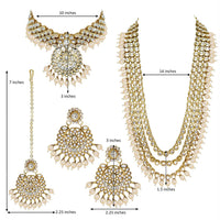 Etnico Traditional 18K Gold Plated Kundan & Pearl Studded Bridal Choker Necklace Jewellery Set With Earrings & Maang Tikka for Women (IJ325W)