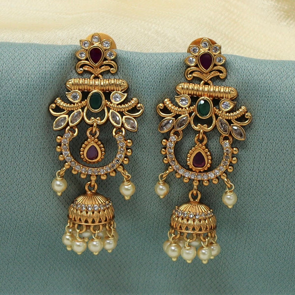 Diksha Collection Gold Plated Austrian Stone Dangler Earrings