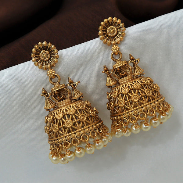 Diksha Collection Gold Plated  Jhumkis Earrings