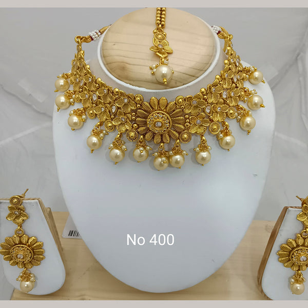 Jai Mata Di Austrian Stone Gold Plated Choker Necklace Set