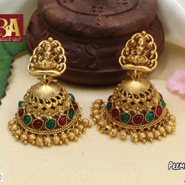 Bhargav Arts Gold Plated Temple Jhumki Earrings