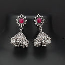 Jinu Arts Oxidised Plated Pink Kundan Jhumki Earrings