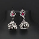 Jinu Arts Oxidised Plated Pink Kundan Jhumki Earrings