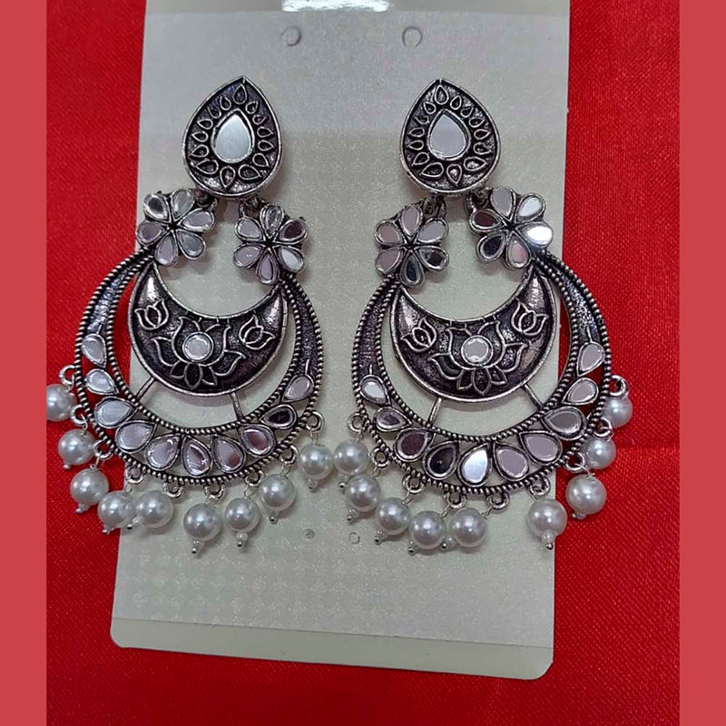 Jinu Arts Oxidized Plated Mirror Dangler Earrings