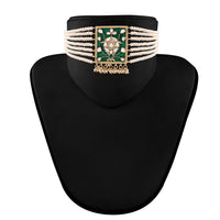 Etnico 18K Gold Plated Traditional Pearl & Kundan Meenakari Multistrand Necklace Jewellery Set With Earrings For Women (K118G)