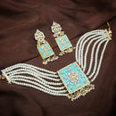 Etnico 18K Gold Plated Traditional Pearl & Kundan Meenakari Multistrand Necklace Jewellery Set With Earrings For Women (K118Sb)