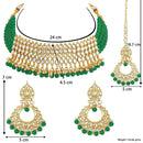 Etnico 18K Gold-Plated Kundan & Pearl Studded Choker Necklace Jewellery Set for Women Kundan & Girls (K7083G)