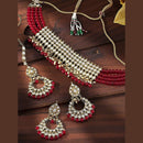 Etnico 18K Gold-Plated Kundan & Pearl Studded Choker Necklace Jewellery Set for Women Kundan & Girls (K7083R)