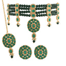 Etnico 18K Gold Plated Traditional Handcrafted Faux Kundan & Pearl Studded Choker Jewellery Set For Women (K7094G)