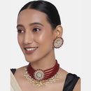 Etnico 18k Gold Plated Traditional Choker Set Glided With Kundan & Pearls For Women/Girls (K7097M)