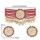 Etnico 18k Gold Plated Traditional Choker Set Glided With Kundan & Pearls For Women/Girls (K7097M)