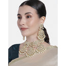 Etnico18k Gold Plated Traditional Pearl Kundan Studded Choker Jewellery Necklace Set for Women (K7202W)