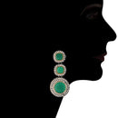 Etnico 18k Gold Plated Traditional Green Stone Studded & Beaded Choker Necklace Jewellery Set For Women/Girls (K7205G)