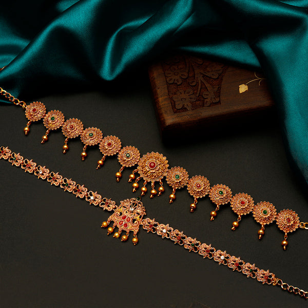 Shrishti Fashion Traditional Gold Plated Set of 2 Kamarband Combo for Women - KBCOMBO22007FS