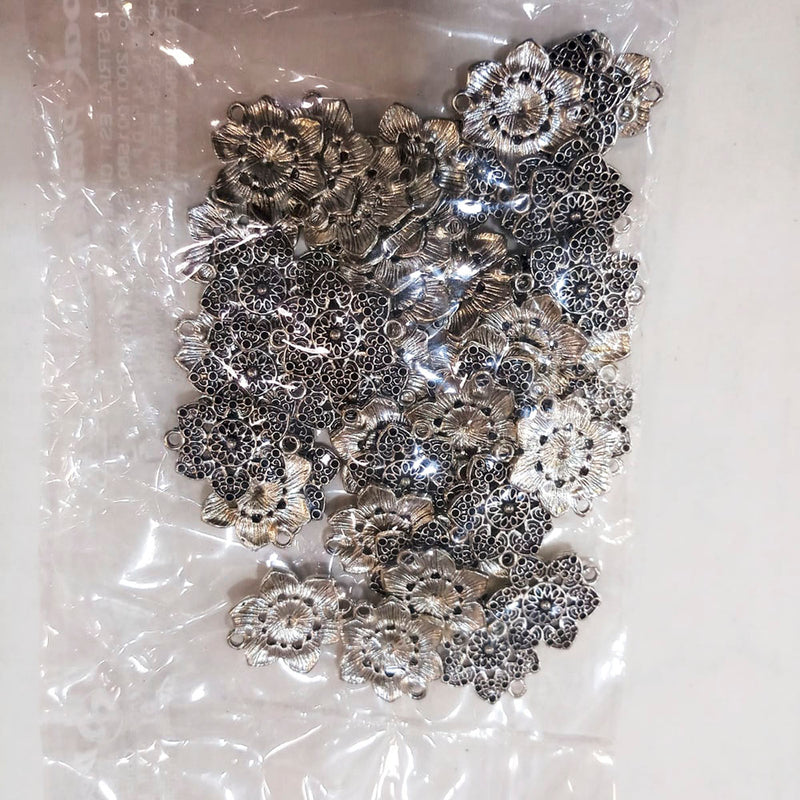 Kriaa DIY Oxidised Casting Metal Floral Charms Charms / Locket / Pendants ( 100/500 Grams)