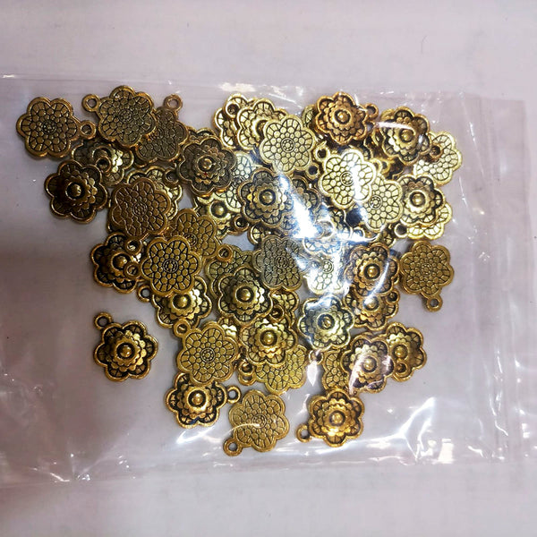 Kriaa DIY Gold Plated Casting Metal Floral Shaped Charms / Locket / Pendants ( 100/500 Grams)