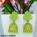 Mahavir Gold Plated Pota Stone And Meenakari Jhumki Earrings