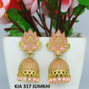 Mahavir Gold Plated Pota Stone And Meenakari Jhumki Earrings