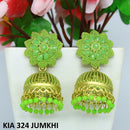 Mahavir Gold Plated Pota Stone And Meenakari Jhumki Earrings