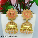 Mahavir Gold Plated Pota Stone And Meenakari Jhumki Earrings