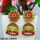 Mahavir Gold Plated Pota Stone And Meenakari Jhumki Earrings