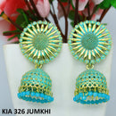 Mahavir Gold Plated Beads And Meenakari Jhumki Earrings