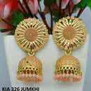 Mahavir Gold Plated Beads And Meenakari Jhumki Earrings