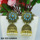 Mahavir Gold Plated Pota Stone And Beads Jhumki Earrings