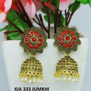Mahavir Gold Plated Pota Stone And Beads Jhumki Earrings