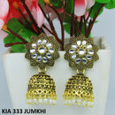 Mahavir Gold Plated Pota Stone And Beads Jhumki Earrings