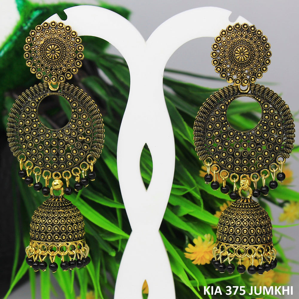 Mahavir Gold Plated Meenakari And Beads Jhumki Earrings